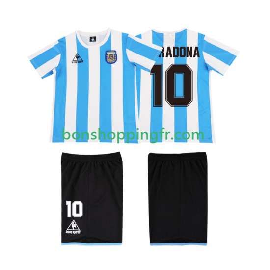 Maillot Rétro Domicile Argentine MARADONA 10 1986 Manches Courtes Jeune Enfant(+shorts)