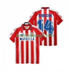 Maillot Rétro Domicile Atlético Madrid SIMEONE 14 1994 1995 Manches Courtes Homme
