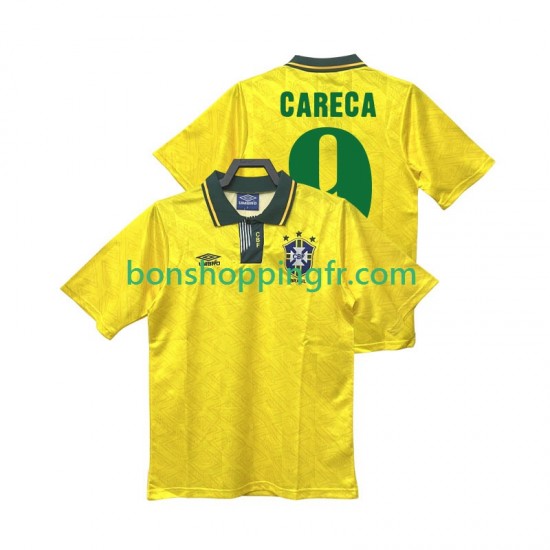 Maillot Rétro Domicile Brésil CARECA 9 1991 1993 Manches Courtes Homme