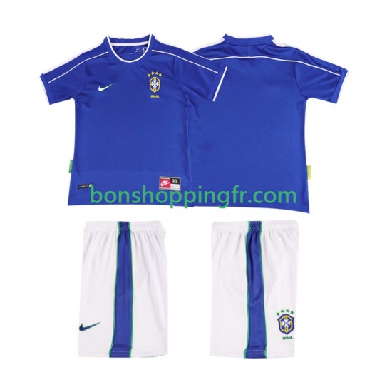 Maillot Rétro Extérieur Brésil 1998 Manches Courtes Jeune Enfant(+shorts)
