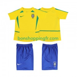 Maillot Rétro Domicile Brésil 2002 Manches Courtes Jeune Enfant(+shorts)
