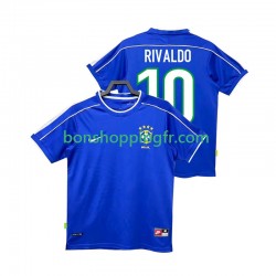 Maillot Rétro Extérieur Brésil RIVALDO 10 1998 Manches Courtes Homme