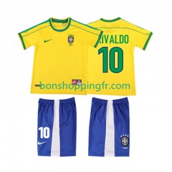 Maillot Rétro Domicile Brésil RIVALDO 10 1998 Manches Courtes Jeune Enfant(+shorts)