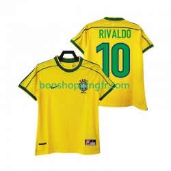 Maillot Rétro Domicile Brésil RIVALDO 10 1998 Manches Courtes Homme