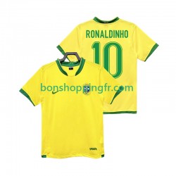 Maillot Rétro Domicile Brésil RONALDINHO 10 2006 Manches Courtes Homme
