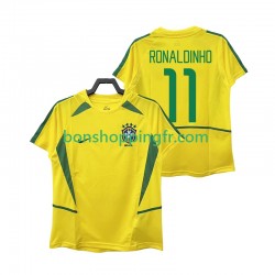 Maillot Rétro Domicile Brésil RONALDINHO 11 2002 Manches Courtes Homme