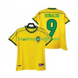 Maillot Rétro Domicile Brésil RONALDO 9 1998 Manches Courtes Homme