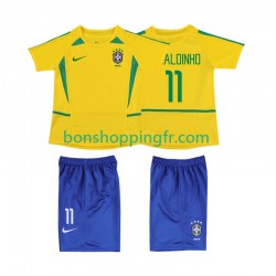 Maillot Rétro Domicile Brésil RONALOINHO 11 2002 Manches Courtes Jeune Enfant(+shorts)