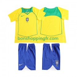 Maillot Rétro Domicile Brésil 2004 Manches Courtes Jeune Enfant(+shorts)