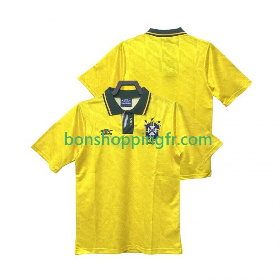 Maillot Rétro Domicile Brésil 1991 1993 Manches Courtes Homme