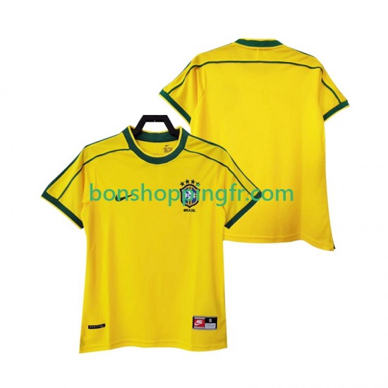 Maillot Rétro Domicile Brésil 1998 Manches Courtes Homme Maillot Rétro Domicile Brésil 1998 Manches Courtes Homme