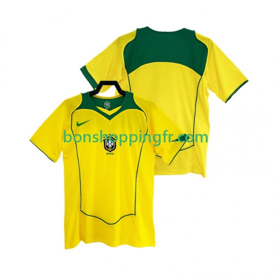 Maillot Rétro Domicile Brésil 2004 Manches Courtes Homme