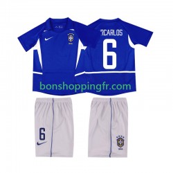 Maillot Rétro Extérieur Brésil Roberto Carlos 6 2002 Manches Courtes Jeune Enfant(+shorts)