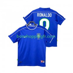 Maillot Rétro Extérieur Brésil Ronaldo 9 1998 Manches Courtes Homme