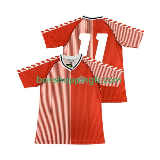 Maillot Rétro Domicile Danemark 11 1986 Manches Courtes Homme