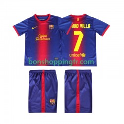 Maillot Rétro Domicile FC Barcelone DAUID VILLA 7 2012 2013 Manches Courtes Jeune Enfant(+shorts)
