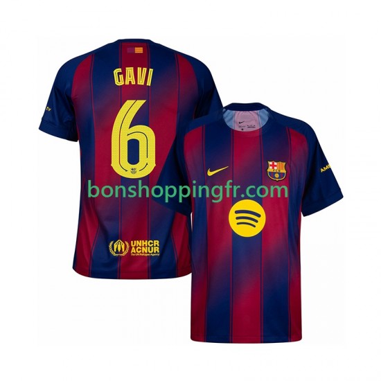 Maillot Domicile FC Barcelone Gavi 6 Champions League 2025-2026 Manches Courtes Homme