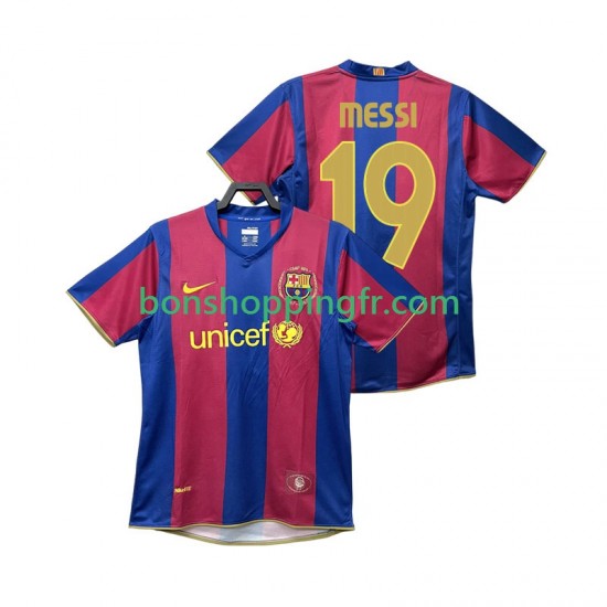 Maillot Rétro Domicile FC Barcelone Lionel Messi 19 2007 2008 Manches Courtes Homme Maillot Rétro Domicile FC Barcelone Lionel Messi 19 2007 2008 Manches Courtes Homme