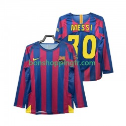 Maillot Rétro Domicile FC Barcelone Lionel Messi 30 Champions League 2005 2006 Manches Longues Homme
