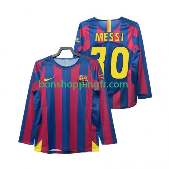 Maillot Rétro Domicile FC Barcelone Lionel Messi 30 Champions League 2005 2006 Manches Longues Homme Maillot Rétro Domicile FC Barcelone Lionel Messi 30 Champions League 2005 2006 Manches Longues Homme