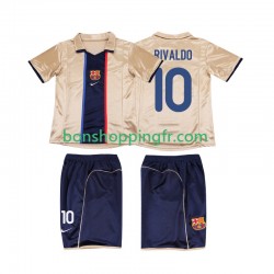 Maillot Rétro Extérieur FC Barcelone RIVALDO 10 2001 2002 Manches Courtes Jeune Enfant(+shorts)