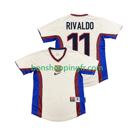 Maillot Rétro Extérieur FC Barcelone RIVALDO 11 1998 1999 Manches Courtes Homme