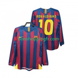 Maillot Rétro Domicile FC Barcelone RONALDINHO 10 2005 2006 Manches Longues Homme