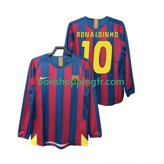 Maillot Rétro Domicile FC Barcelone RONALDINHO 10 2005 2006 Manches Longues Homme Maillot Rétro Domicile FC Barcelone RONALDINHO 10 2005 2006 Manches Longues Homme