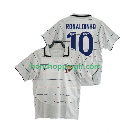 Maillot Rétro Extérieur FC Barcelone RONALDINHO 10 2003 2004 Manches Courtes Homme