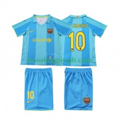 Maillot Rétro Extérieur FC Barcelone RONALDINHO 10 2007 2008 Manches Courtes Jeune Enfant(+shorts)