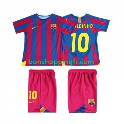 Maillot Rétro Domicile FC Barcelone RONALDINHO 10 Champions League 2005 2006 Manches Courtes Jeune Enfant(+shorts)