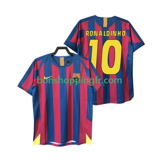 Maillot Rétro Domicile FC Barcelone RONALDINHO 10 2005 2006 Manches Courtes Homme