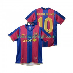 Maillot Rétro Domicile FC Barcelone RONALDINHO 10 2007 2008 Manches Courtes Homme