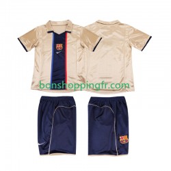 Maillot Rétro Extérieur FC Barcelone 2001 2002 Manches Courtes Jeune Enfant(+shorts)