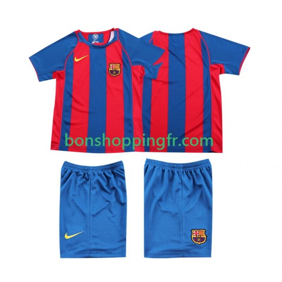 Maillot Rétro Domicile FC Barcelone 2004 2005 Manches Courtes Jeune Enfant(+shorts)