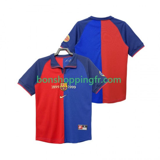 Maillot Rétro Domicile FC Barcelone 1990 2000 Manches Courtes Homme
