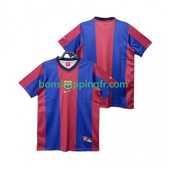 Maillot Rétro Domicile FC Barcelone 1998 1999 Manches Courtes Homme