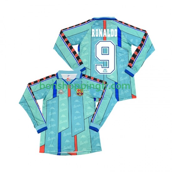 Maillot Rétro Extérieur FC Barcelone Ronaldo 9 1996 1997 Manches Longues Homme