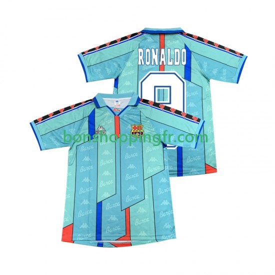 Maillot Rétro Extérieur FC Barcelone Ronaldo 9 1996 1997 Manches Courtes Homme