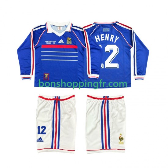 Maillot Rétro Domicile France Henry 12 1998 Manches Longues Jeune Enfant(+shorts) Maillot Rétro Domicile France Henry 12 1998 Manches Longues Jeune Enfant(+shorts)