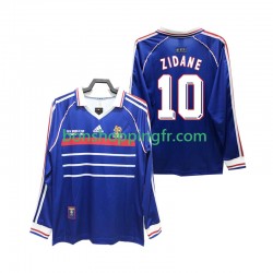 Maillot Rétro Domicile France ZIDANE 10 1998 Manches Longues Homme