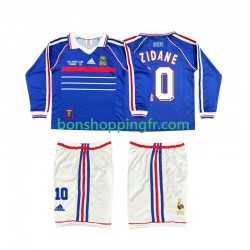 Maillot Rétro Domicile France ZINANE 10 1998 Manches Longues Jeune Enfant(+shorts)