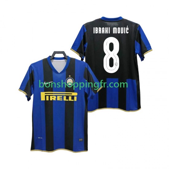 Maillot Rétro Domicile Inter Milan Ibrahimovic 8 Champions League 2008 2009 Manches Courtes Homme