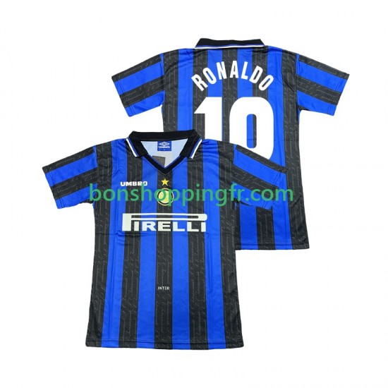 Maillot Rétro Domicile Inter Milan Ronaldo 10 1997 1998 Manches Courtes Homme Maillot Rétro Domicile Inter Milan Ronaldo 10 1997 1998 Manches Courtes Homme