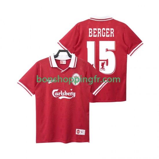 Maillot Rétro Domicile Liverpool BERGER 15 1996 1998 Manches Courtes Homme Maillot Rétro Domicile Liverpool BERGER 15 1996 1998 Manches Courtes Homme