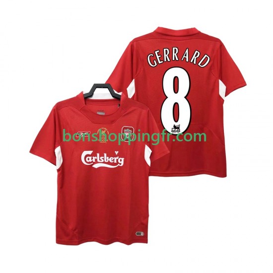 Maillot Rétro Domicile Liverpool GERRARD 8 2004 2005 Manches Courtes Homme