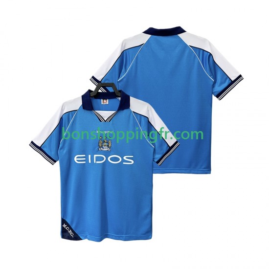 Maillot Rétro Domicile Manchester City 1999 2001 Manches Courtes Homme
