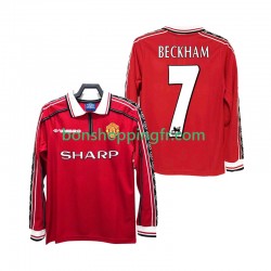 Maillot Rétro Domicile Manchester United BECKHAM 7 1998 1999 Manches Longues Homme