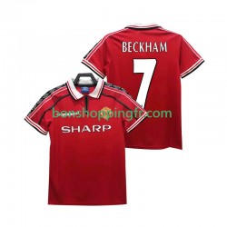 Maillot Rétro Domicile Manchester United BECKHAM 7 1998 1999 Manches Courtes Homme