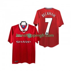 Maillot Rétro Domicile Manchester United BECKHAM 7 1999 2000 Manches Courtes Homme